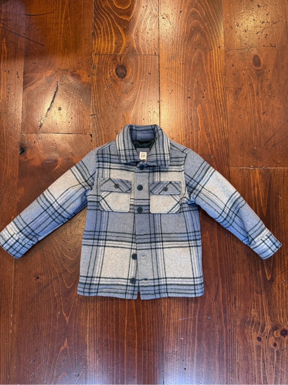 Baby GAP Plaid Blue, Gray and Green Shacket. Size 5T, Fall vibes